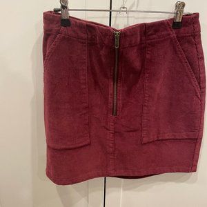 Maroon Corduroy Mini Skirt
